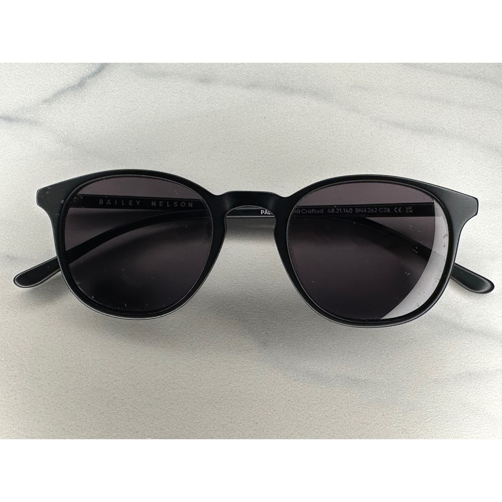 Bailey Nelson Palmer Sunglasses Matte Black Round Hand Crafted BNA262 C28 Mens